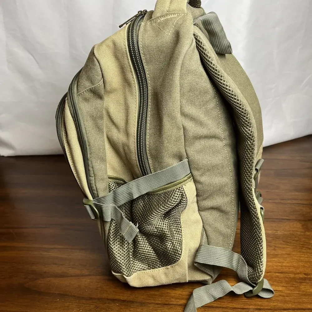 Manatee Apollo Beach FL Backpack Adult Full Size Olive Green And Tan Canvas